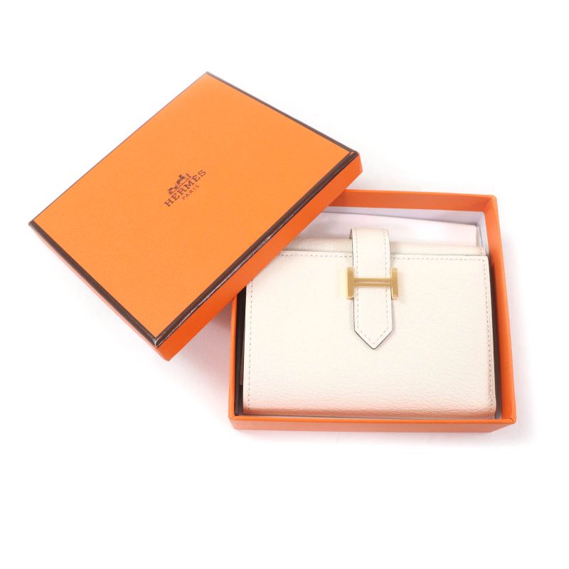 Hermes Bearn Combine Nata Gold Hardware H Logo Hardware Compact Wallet Chevre