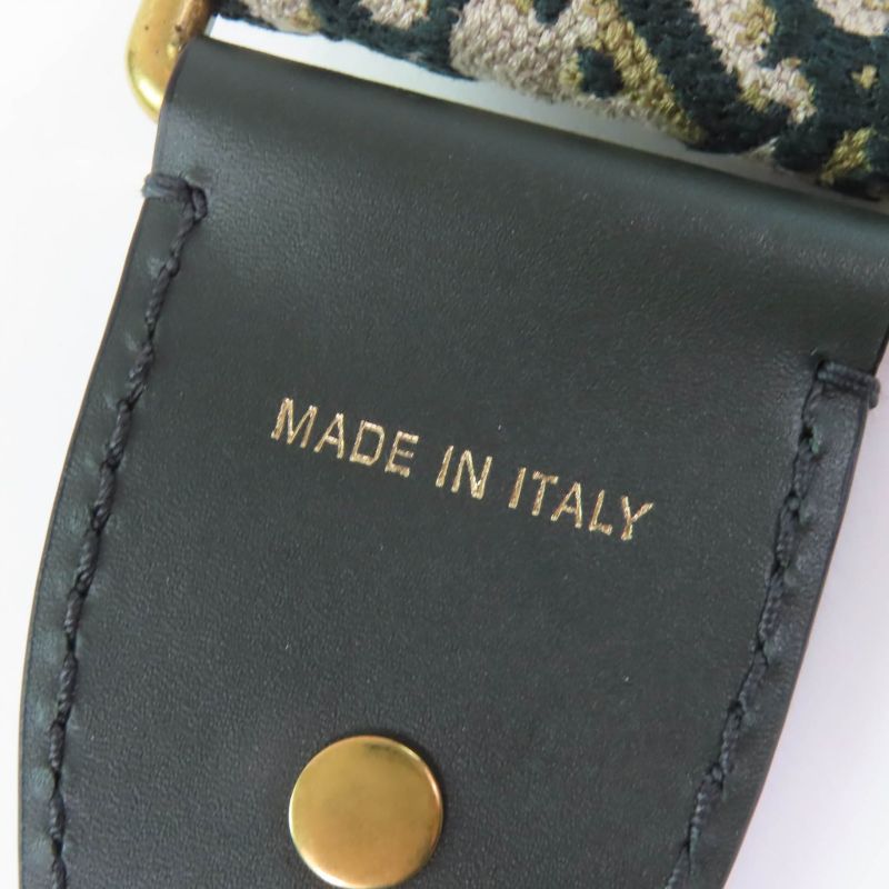 Christian DIOR Embroidery Shoulder Strap Oblique Greenish Women