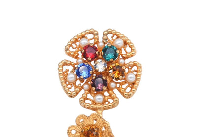 Dolce & Gabbana Earrings Brass Faux Pearl Rhinestone — view 7