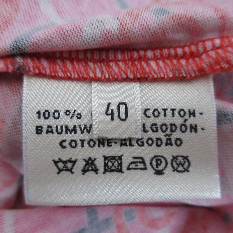 Hermes Geometric Pattern Short Sleeve T-Shirt Red Size 40 Pink Ladies Used