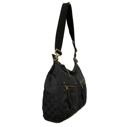 Gucci Shoulder Bag GG Pattern 90762 Black Leather