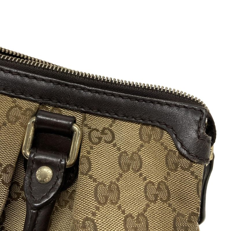 Gucci Handbag Sookie GG Pattern 247902 Dark Brown And Beige Leather