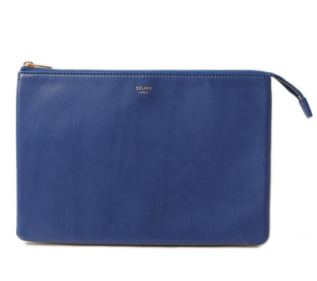 Celine Clutch Pouch Clutch Bag Celine Bicolor Blue Beige Unused