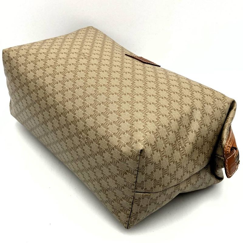 Celine Mc912 Pouch Clutch Bag Large Macadam Beige Brown Pvc/leather Women