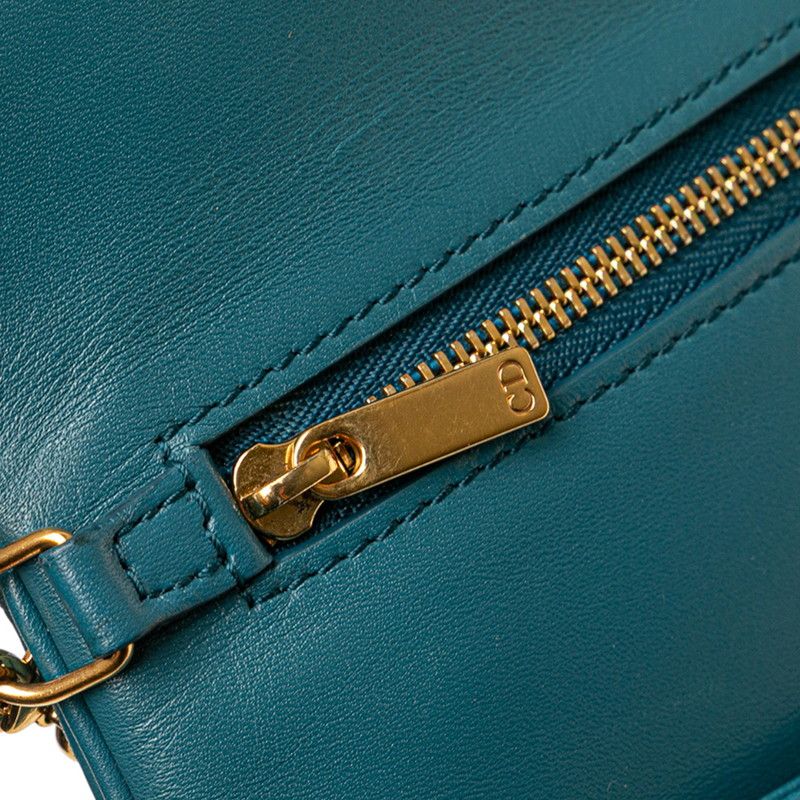 Dior 21SS Dior Double Chain Shoulder Bag Blue Smooth Calfskin Women's Dior