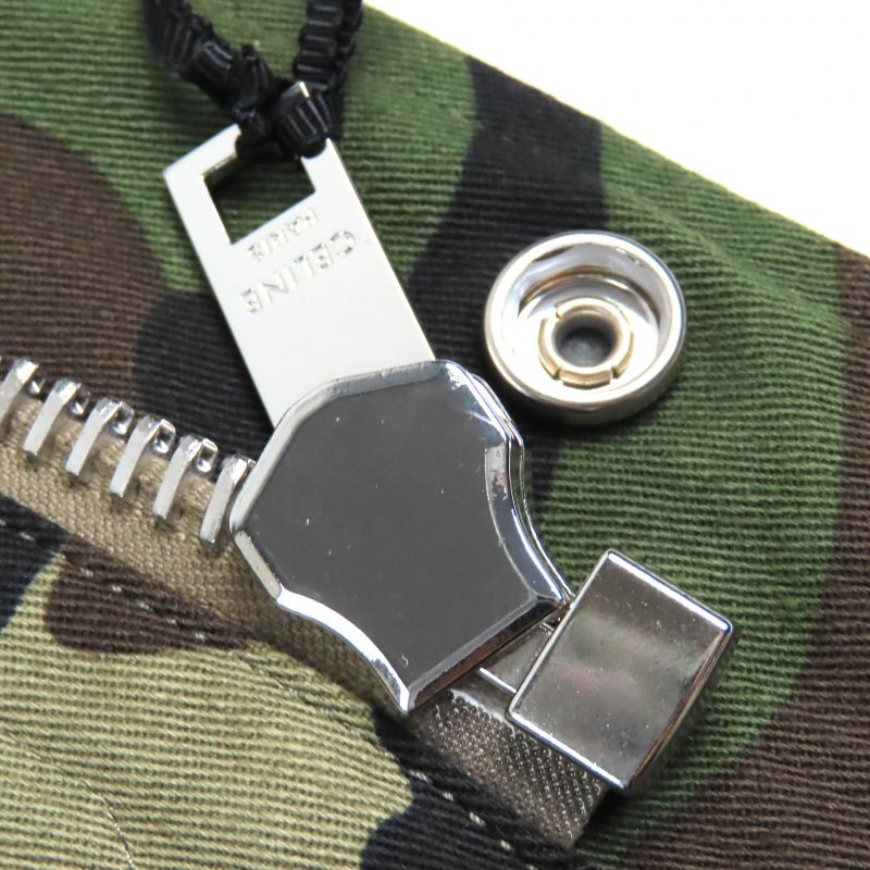 Celine 23SS 2w860494m 100% Cotton Camouflage Pattern Harness Parka Coat Khaki