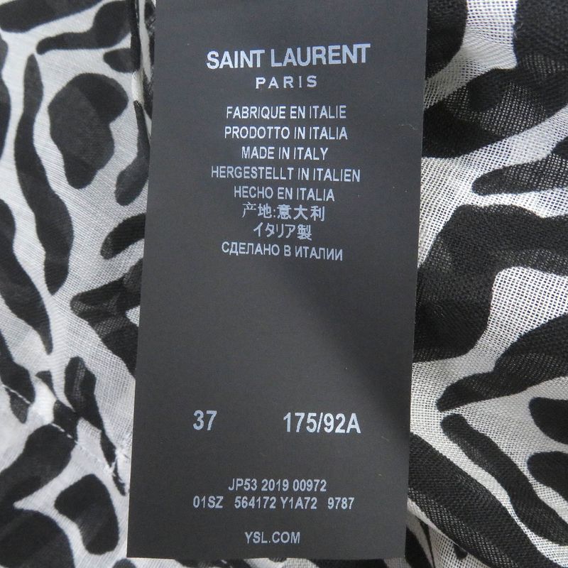 Saint Laurent Paris 2019 564172 100% Wool Light Hand Long Sleeve Zebra Shirt