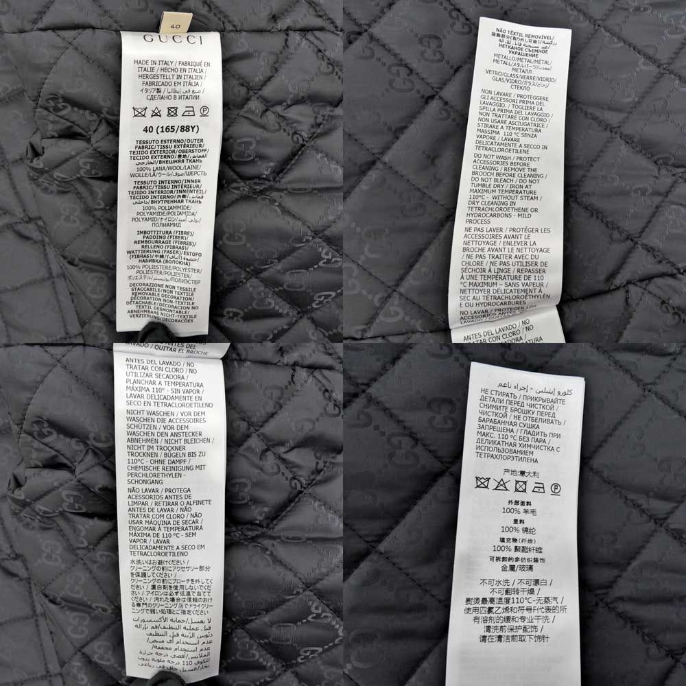 Gucci Button Down Wool Coat 40 Size Black White Women's Clothes