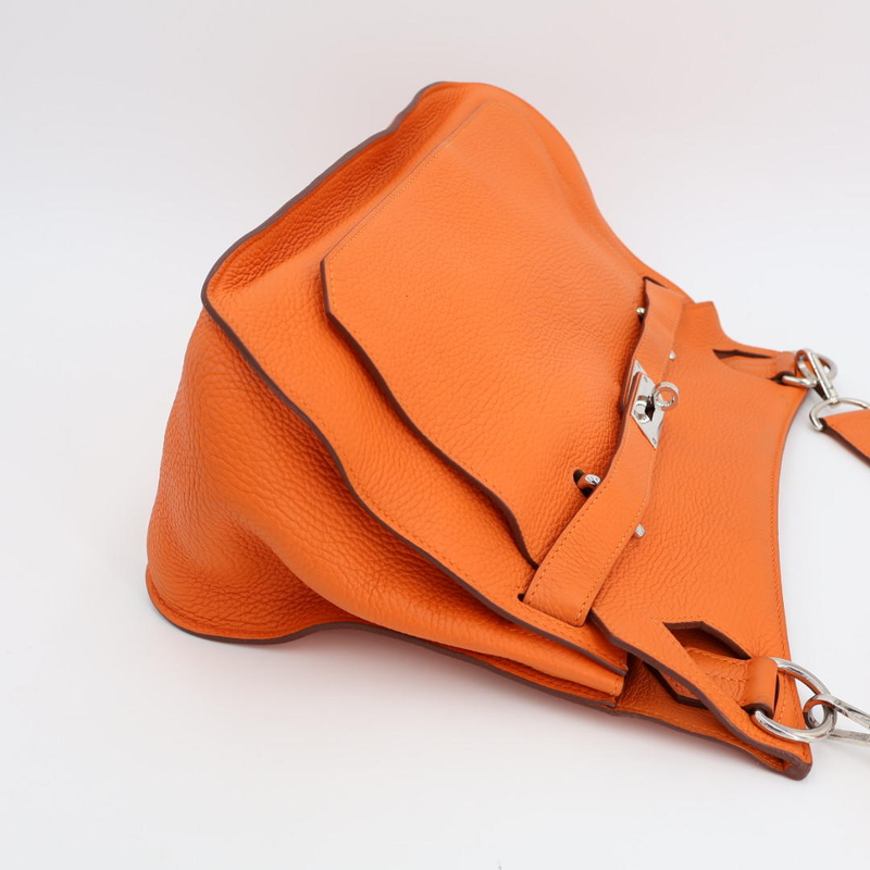 Hermes Gipsyère 34 Orange Silver Hardware □R Engraved Circa 2014 Unisex