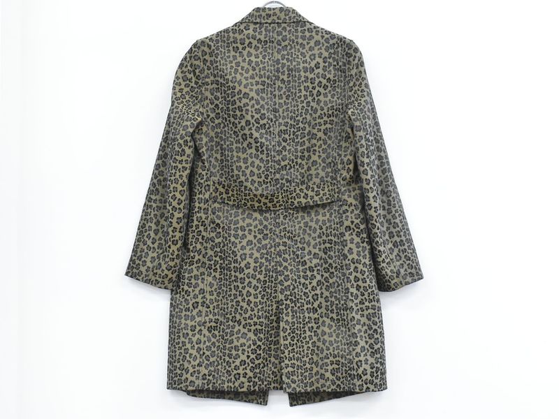 Authentic Fendi Leopard Print Half Coat Jacket 38 Polyester Cotton Khaki Black
