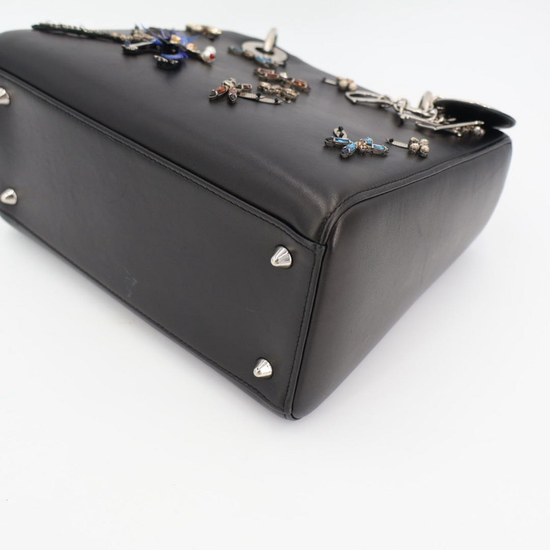 Christian DIOR Lady Dior Leather 2WAY Handbag Black