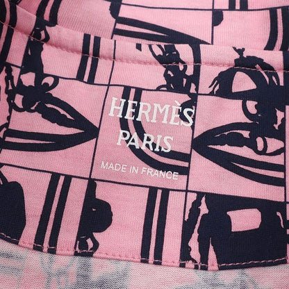 Hermes Short Sleeve T-Shirt Total Cotton Pink and Navy 34 Navy Blue [brides de