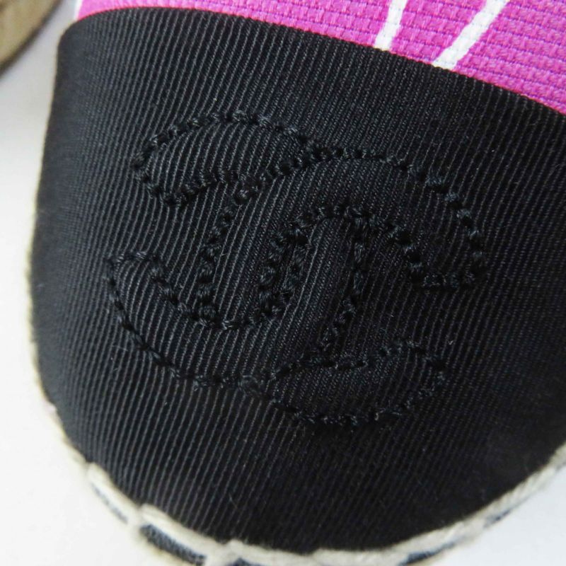 CHANEL G30898 Coco Mark Pattern Espadrilles Canvas Jute Purple 36 With