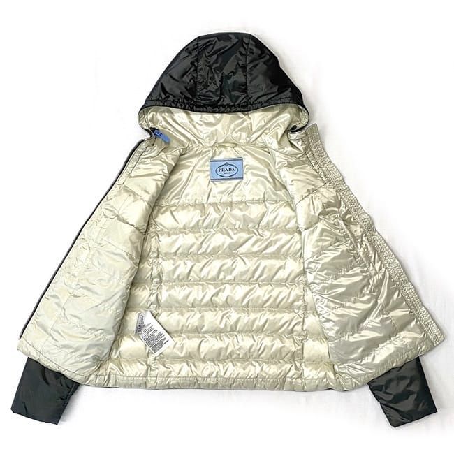 Prada Down Jacket Ec21438 Khaki Green Tessuto