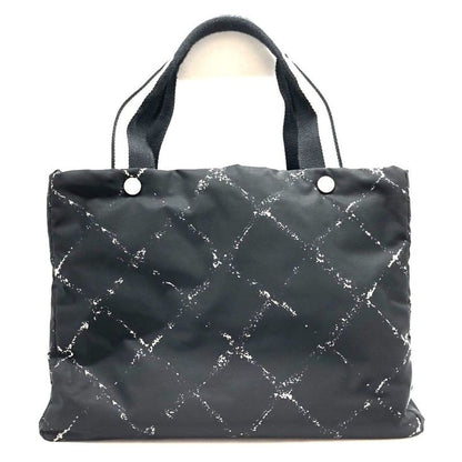 Chanel Former Travel Line Tote Bag A11833 5th Unit Nylon Black Ladies Pre-Owned