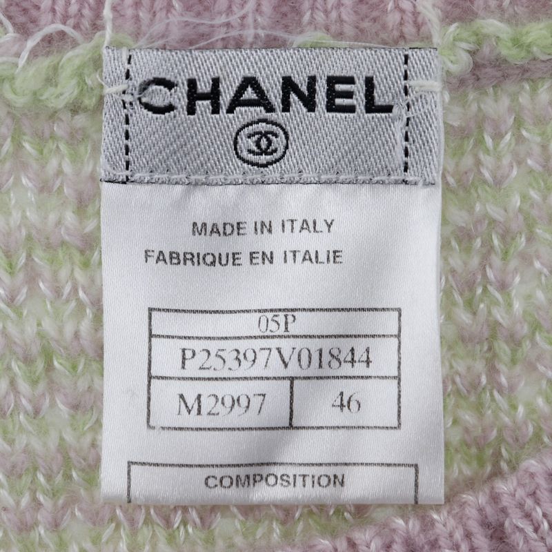 Chanel Knit 05P P25397v01844 Cashmere And Rayon Pink/yellow Green Ladies Vest