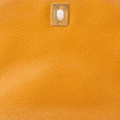 Chanel Backpack Caviar Skin Triple Coco Turnlock Yellow Gold Hardware Women's