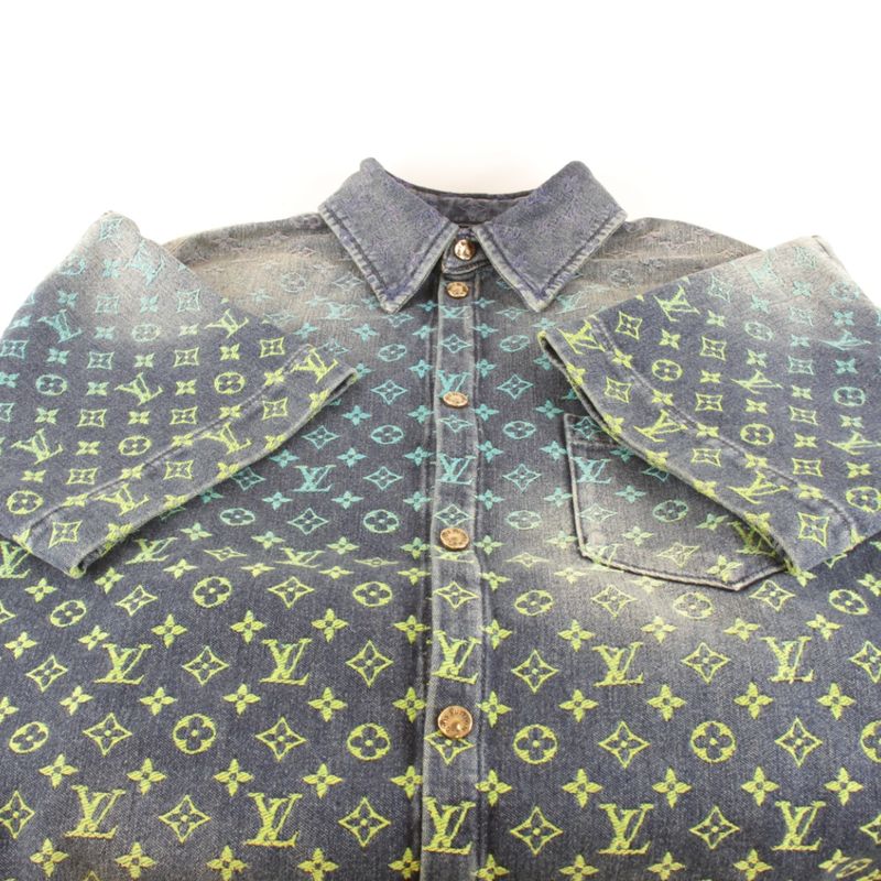 Louis Vuitton Rainbow Monogram Short Sleeve Denim Shirt Short Sleeve