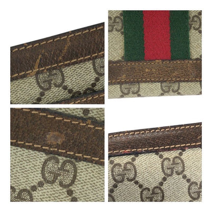 Gucci Vintage Old Gucci Sherry Line Beige Brown GG Supreme Canvas 010-378