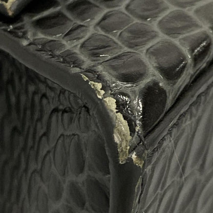 Balenciaga Handbag Hourglass Top Handle Small 593546 Dark Grey Croc Shape