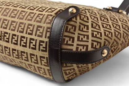 Fendi Tote Shopping Bag Zucchino Fendi Bag Zucca Pattern Brown