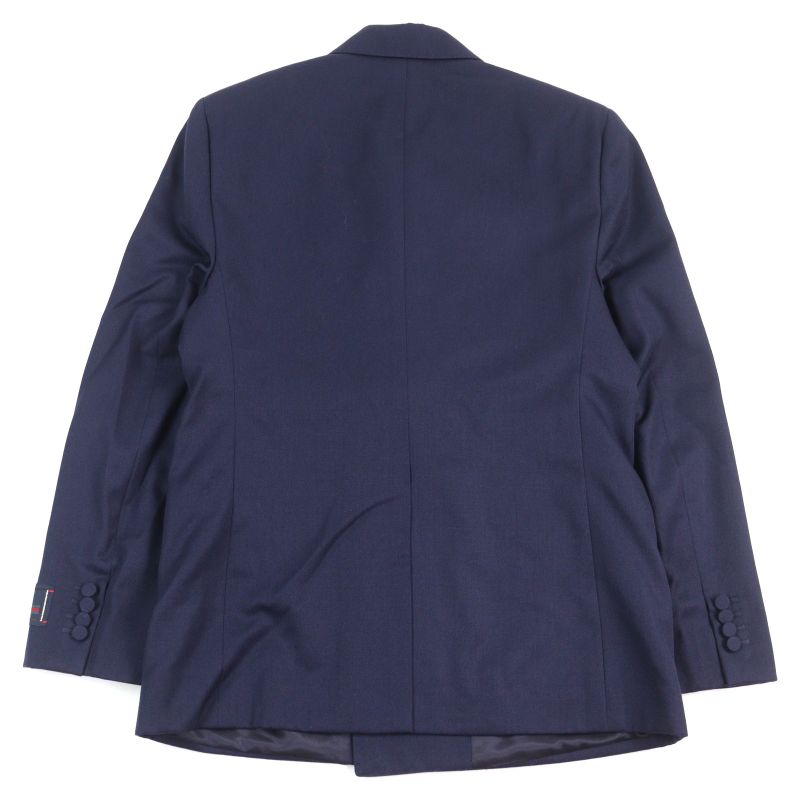Gucci 23SS 736770 100% Wool Notched Lapel Walnut Double Breasted Jacket Navy 48