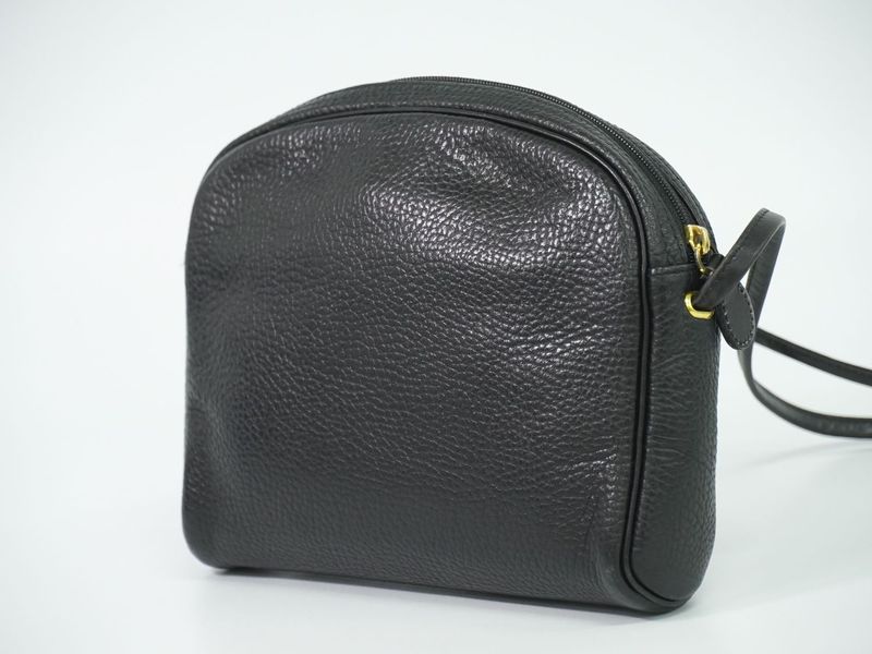 Authentic Christian DIOR Leather Shoulder Bag Pochette Black Bag Pre-owned