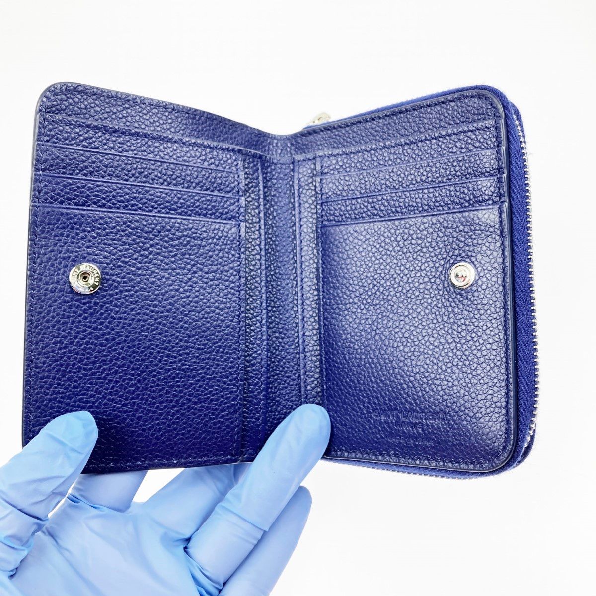 Saint Laurent Bifold Wallet with Box and Cloth Bag 414661 Blue