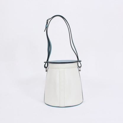 Hermes Firming PM Vaux Epson Blue And White Handbag Silver
