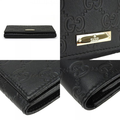 Gucci Long Wallet 244946 Guccissima Cima Leather Black Gold Hardware Everyday