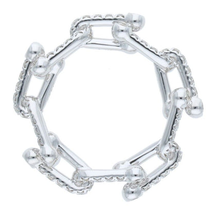 Tiffany & Co Hardwear Hardware Small Link 18K White Gold Pave Diamond Ring