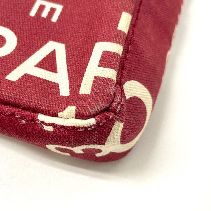 Chanel Canvas X Leather Vichy Line Bag Attached Pouch Red X Ivory Made In Italy