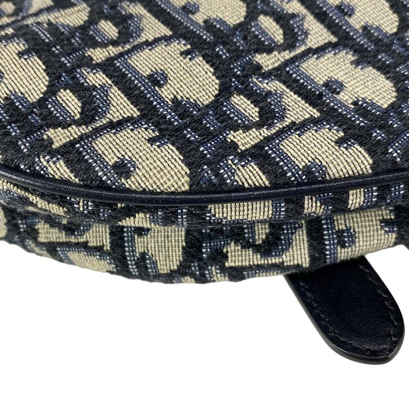 Dior/christian Dior Handbag Saddle Bagtrotter Navy And Ivory Mini Bag Leather