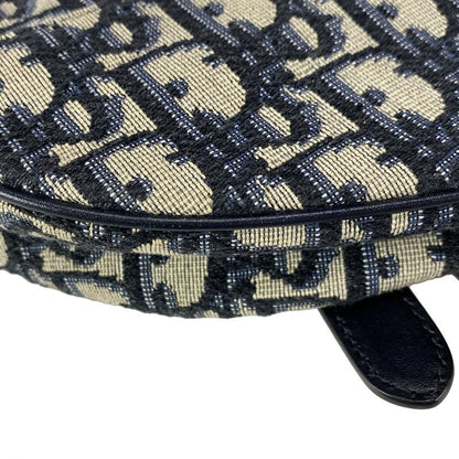 Dior/christian Dior Handbag Saddle Bagtrotter Navy And Ivory Mini Bag Leather