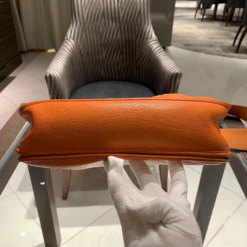 Authentic Hermes Evelyn GM Shoulder Bag Orange Brown