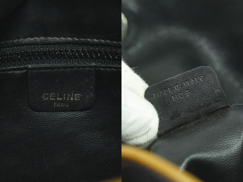 Authentic Celine Leather Shoulder Bag Pochette Black Bag Pre-owned [follow-up