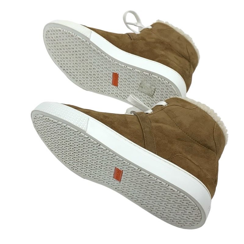 Hermes Daydream Sneakers Shoes Suede Shearling Brown Silver High Cut Sneakers