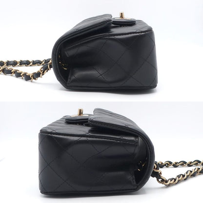 Chanel Mini Matelasse Chain Shoulder - Black Gold Hardware Single