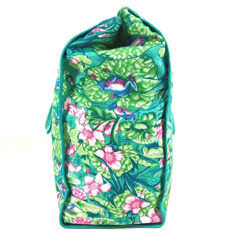 Hermes Shoulder Bag FROG Floral Flower Cotton Green
