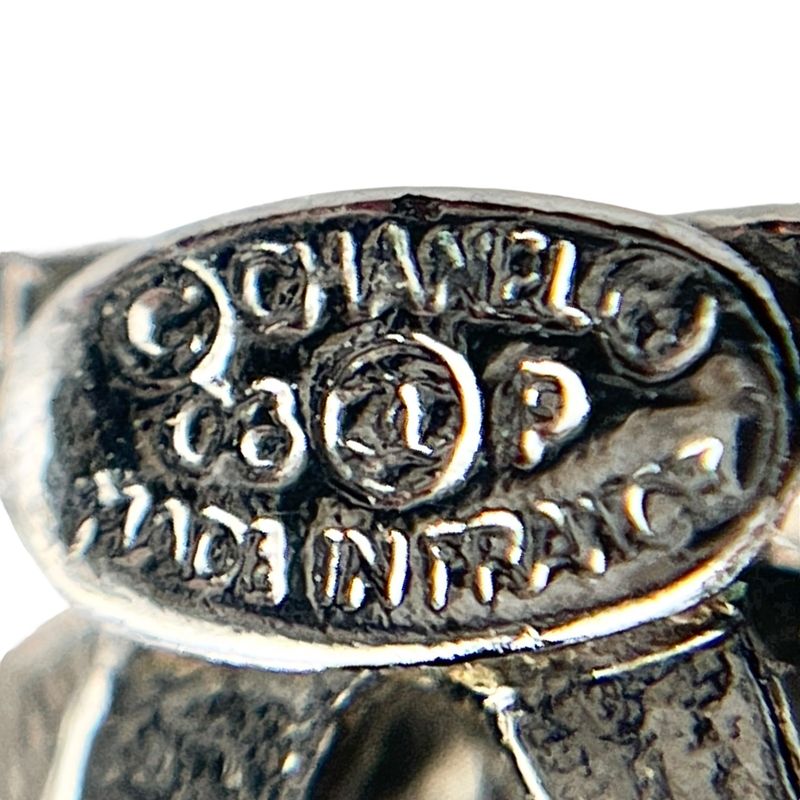 Chanel Earrings Coco Rhinestone Silver