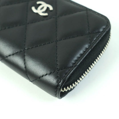 CHANEL Ap0216 Matelasse Classic Lambskin Coin Case With Coco Mark Black Silver