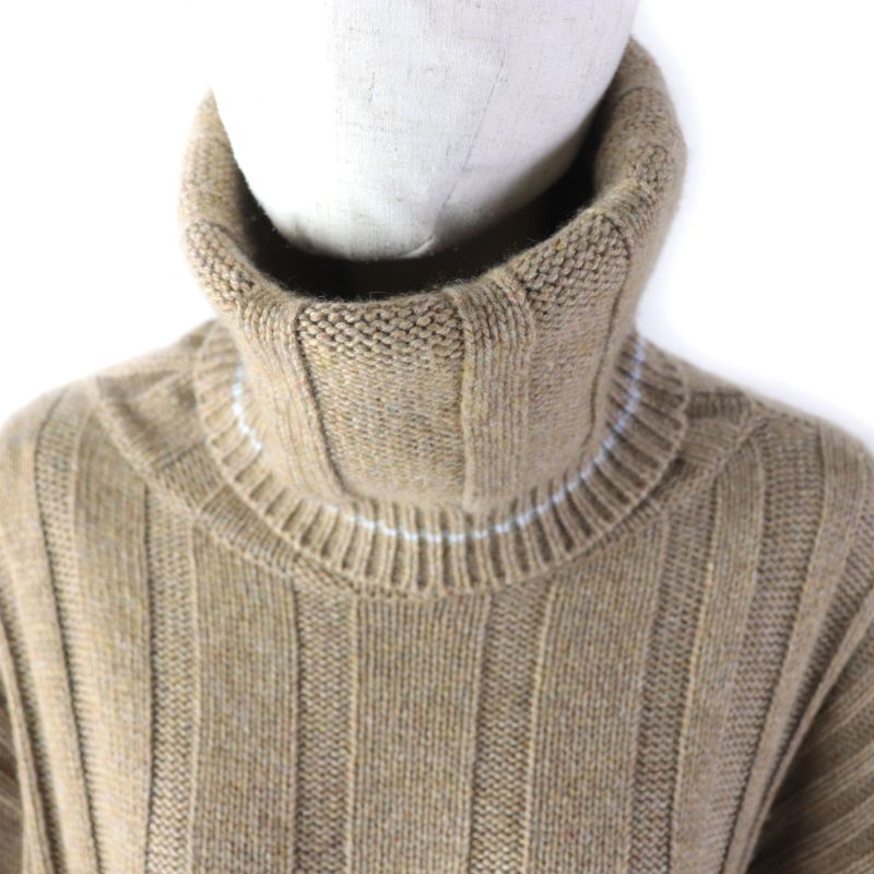 Hermes 100% Cashmere Worn On Runway Oversized Turtleneck Knit Dress Brown 34