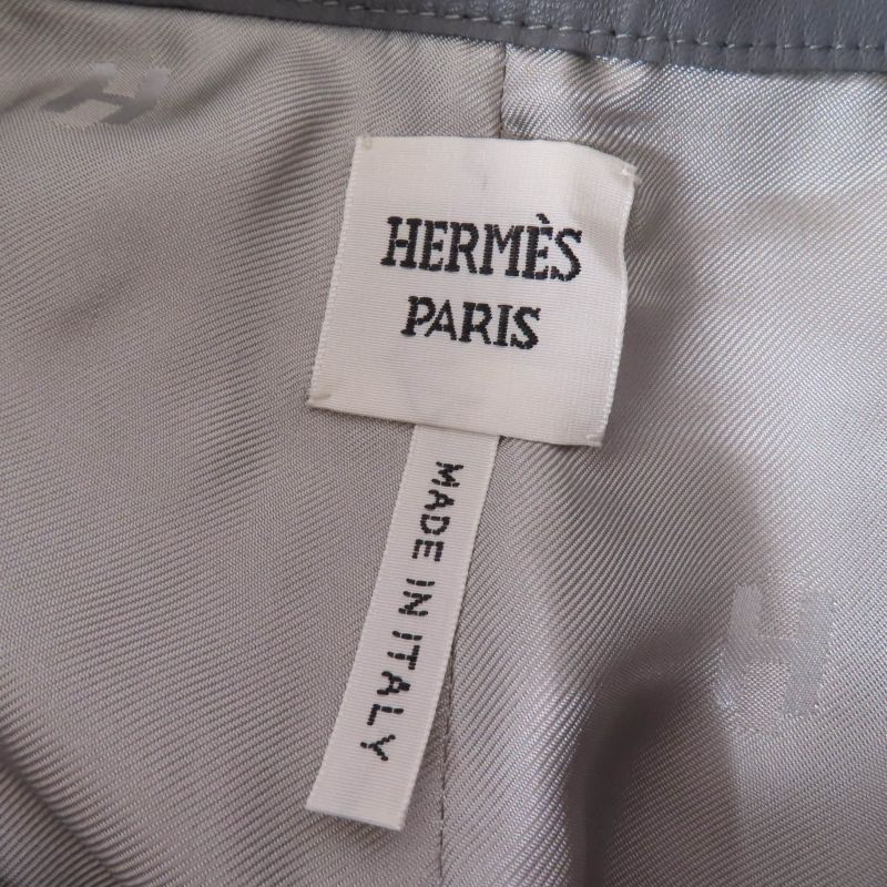 Hermes 2021 Lamb Leather Shorts With D-can Bottoms Gray 38 Made In Italy