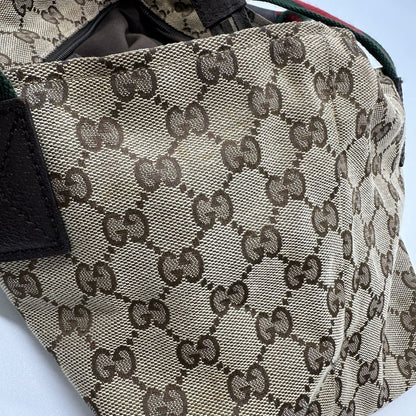 Gucci 131128 GG Canvas Sherry Line Handbag Leather Ladies Men Vintage Fashion