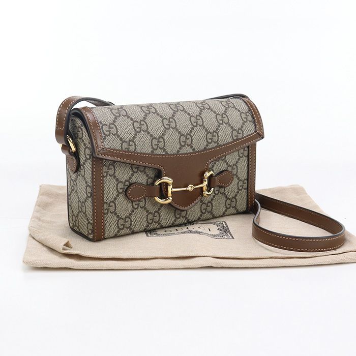 Gucci Mini Bag Gucci Horsebit 1955 699296 Shoulder Bag GG Supreme Canvas Scuff