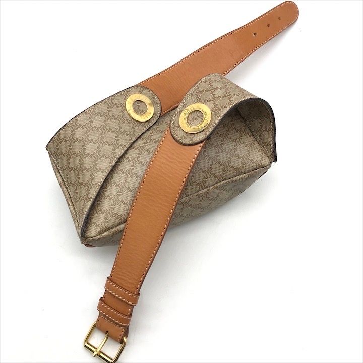 Celine Macadam Triomphe Waist Pouch Belt Bag Beige