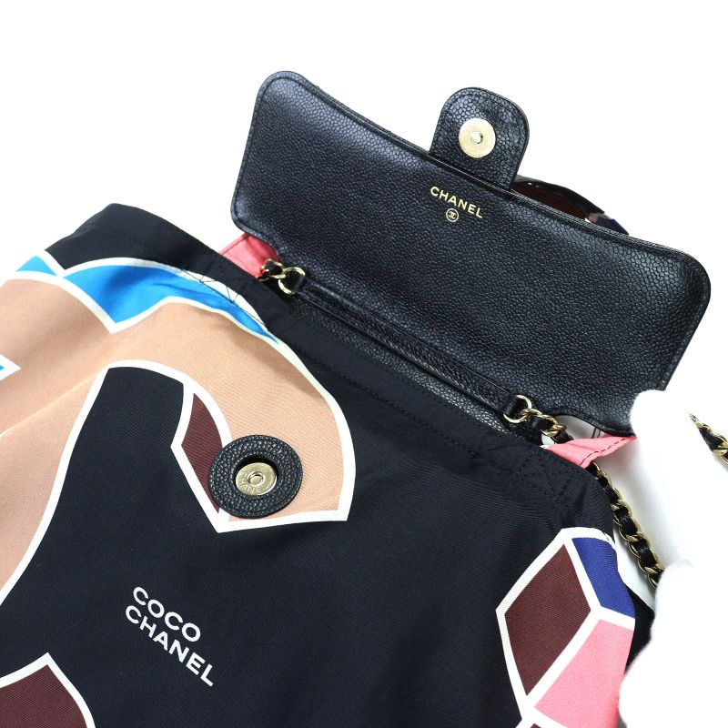 CHANEL Coco Mark Caviar Skin Chain Shoulder Eco Bag Random Serial Black