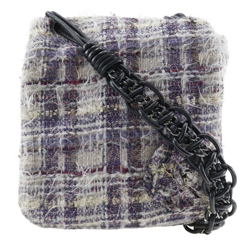 Chanel Camellia Tweed Purple Ladies Shoulder Bag
