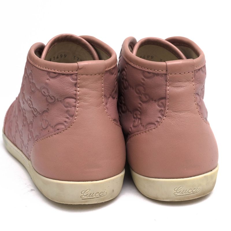 Gucci Shoes Sneakers Shoes High Cut Ladies Women Leather Genuine Pink 391499
