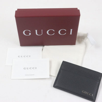 Gucci 771157 Silver Logo Hardware Leather Card Case Business Card Holder Black